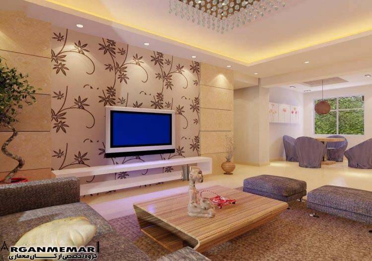 کاغذ دیواری پشت تلویزیون و ال سی دی